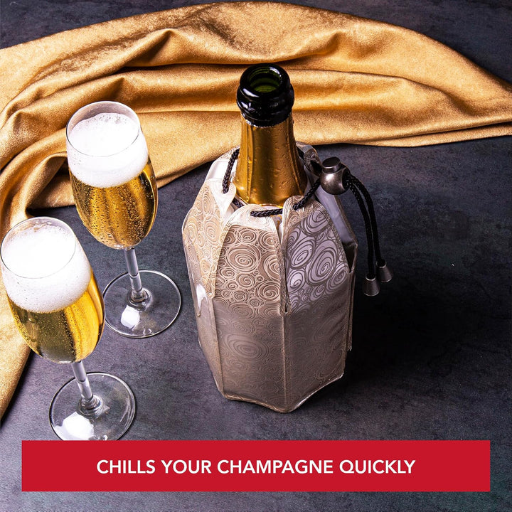 Vacu Vin Flexibler Champagnerkühler - Wiederverwendbar Platin & Gold - Champagnerkühler Manschette f