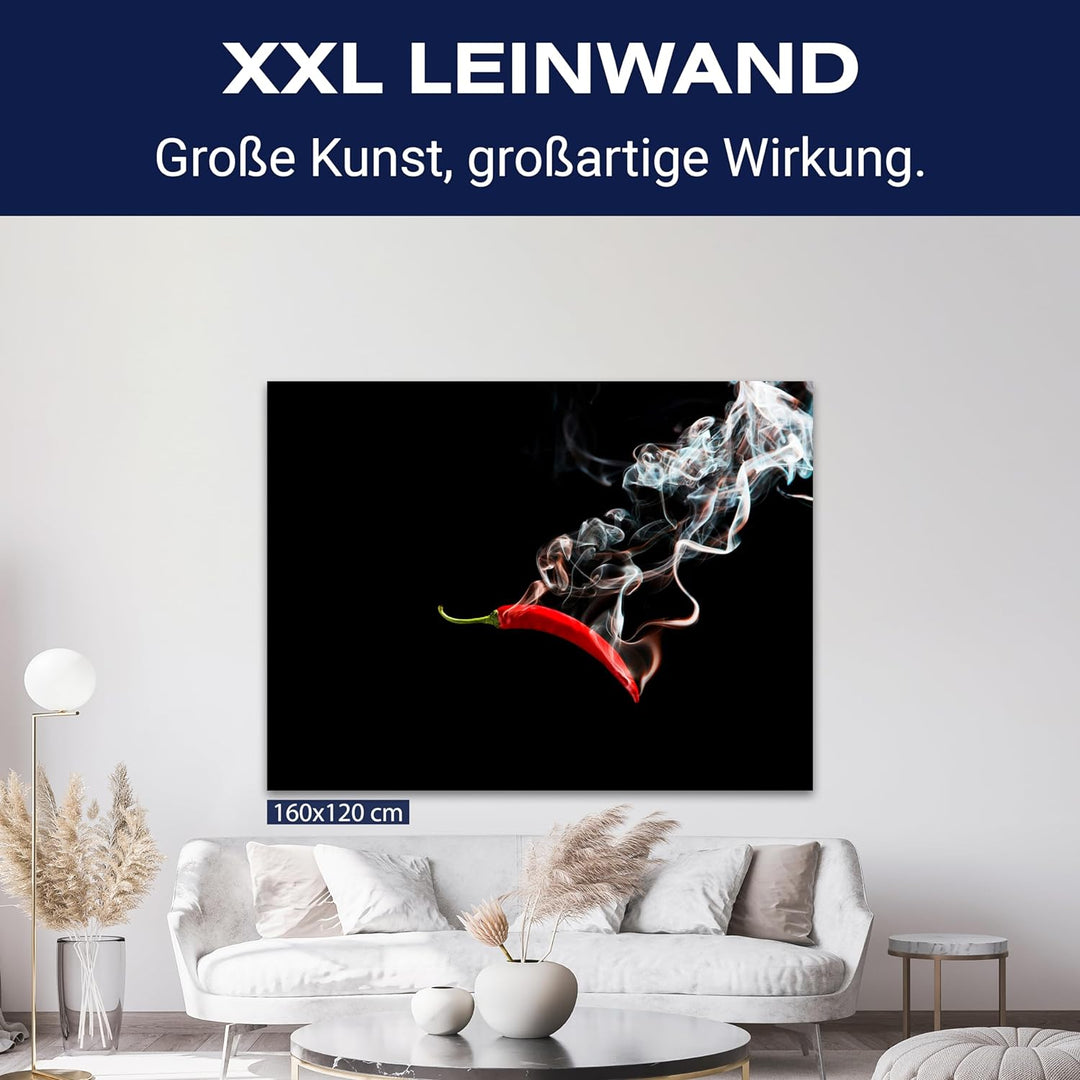 wandmotiv24 Leinwandbild Essen und Trinken 100x75cm, Querformat, Chili, Deko, Bilder auf Leinwand, W