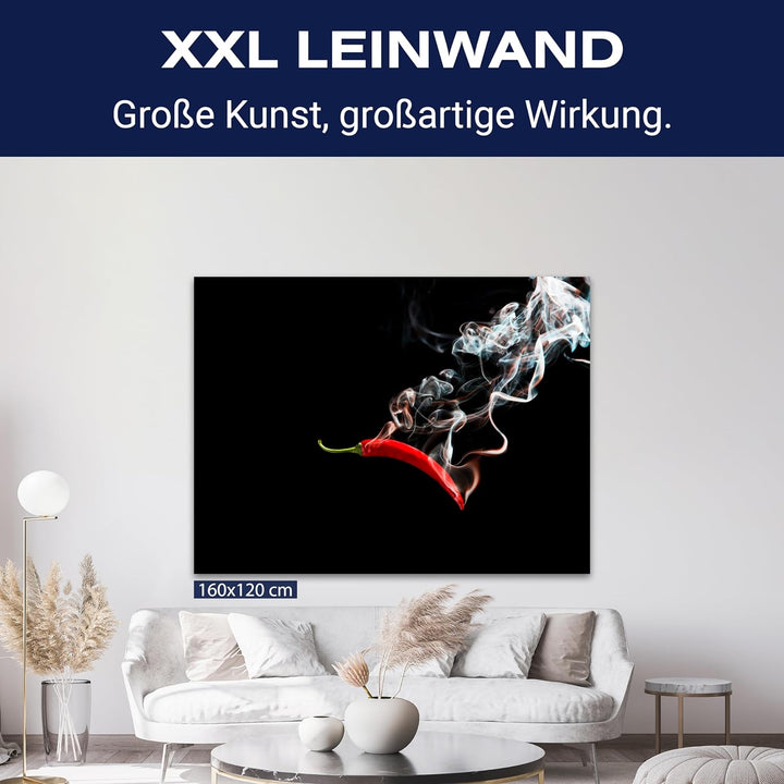 wandmotiv24 Leinwandbild Essen und Trinken 100x75cm, Querformat, Chili, Deko, Bilder auf Leinwand, W