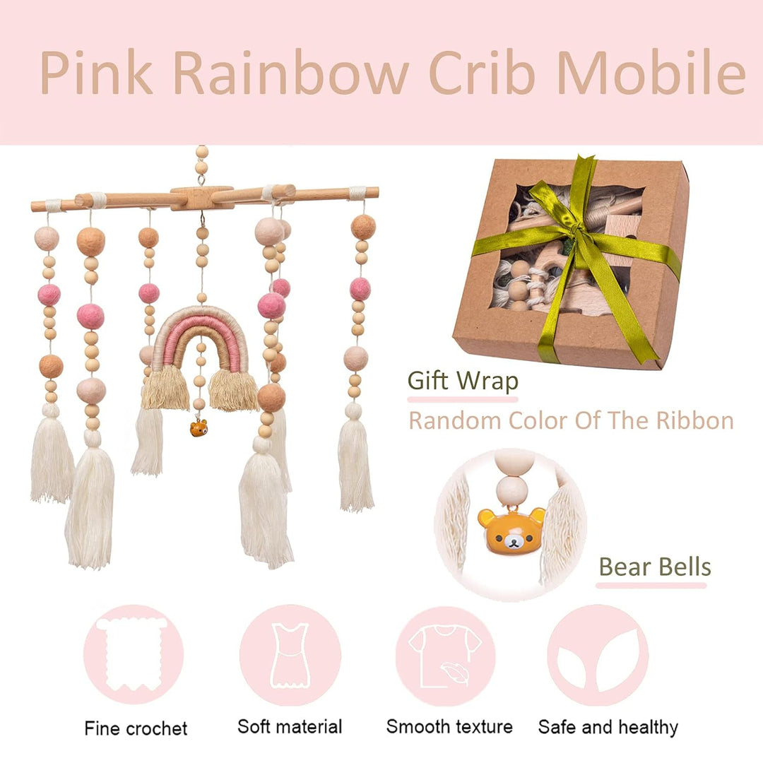 let's make Mobile Baby für Babybett Boho Regenbogen Holz Windspiel Mobile Wickeltisch Zubehör, Neuge
