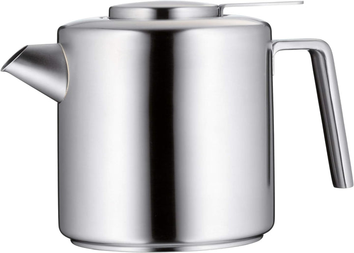 WMF Kult Teekanne mit Stövchen Set 2-teilig, Cromargan Edelstahl mattiert, Kanne 1,2 L mit Siebeinsa