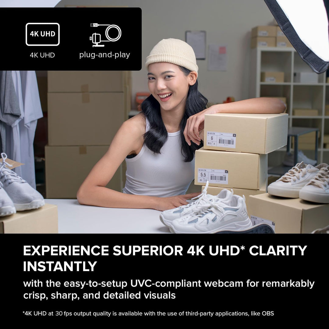 CREATIVE Live! Cam 4K UHD USB Webcam with Backlight Compensation, Up to 60 FPS, 95° Wide-Angle Lens,