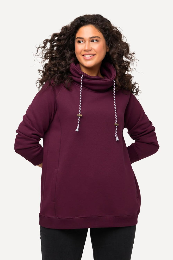 Ulla Popken Damen Grössen, Sweatshirt, Verdunkelung 42-44 Dunkle Beere, 42-44 Dunkle Beere