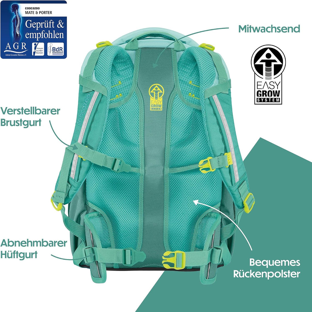 coocazoo Schulrucksack Mate, ergonomischer &amp; anpassbarer Tornister, höhen- &amp; grössenverstellbar, mit