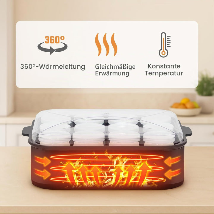 Todeco Joghurtbereiter mit 12 Gläsern à 180ml, Elektrischer Joghurtmaschine aus Edelstahl, Einstellb