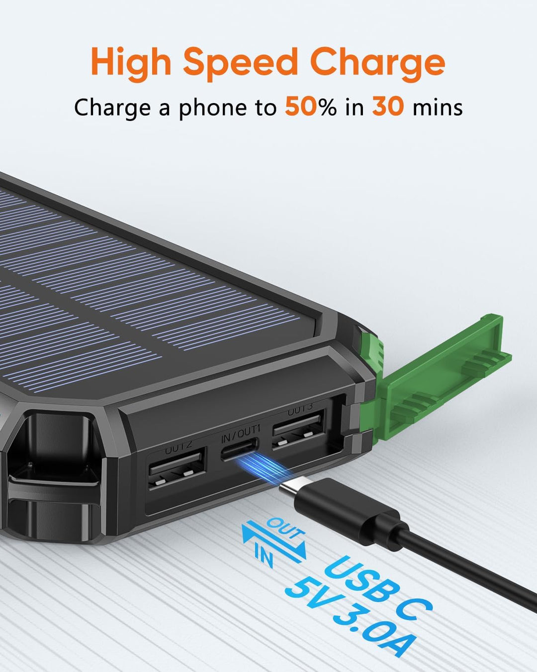 Hiluckey Wireless Solar Powerbank 26800mAh: Solar Ladegerät USB C Externer Akku mit 4 Outputs, Wasse