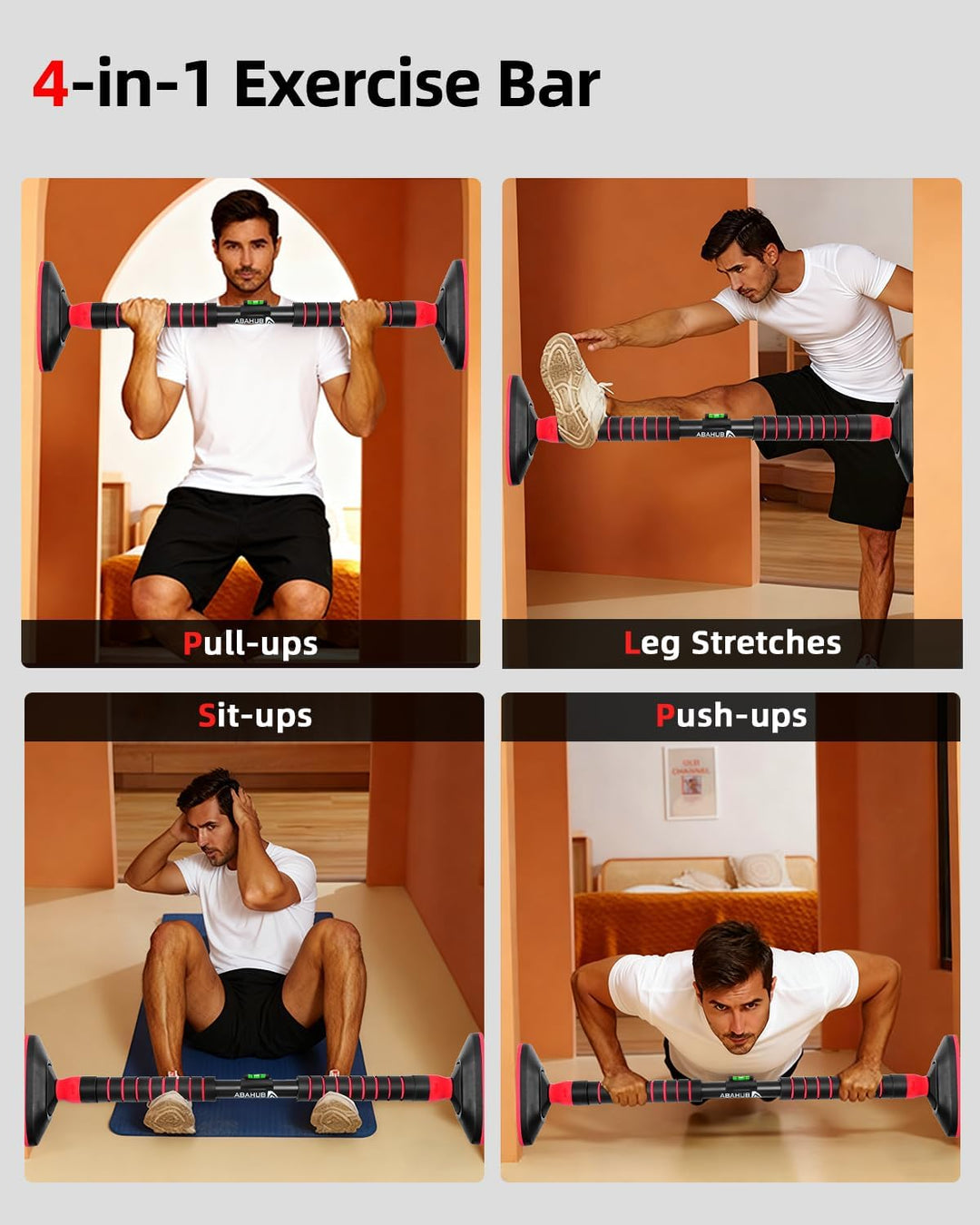 Abahub Klimmzugstange Türrahmen mit Sicherheitsverschluss Home Pull Up Bar ohne Bohren Türstange für