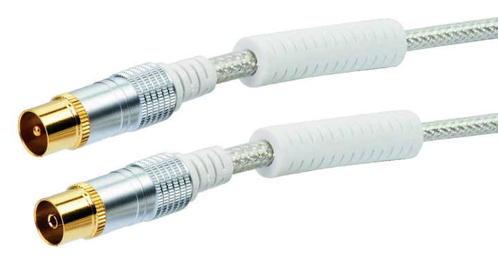 Schwaiger Premium Antennen Anschlusskabel 110 dB mit Ferritkern, 15,0m, transparent, IEC Stecker > I