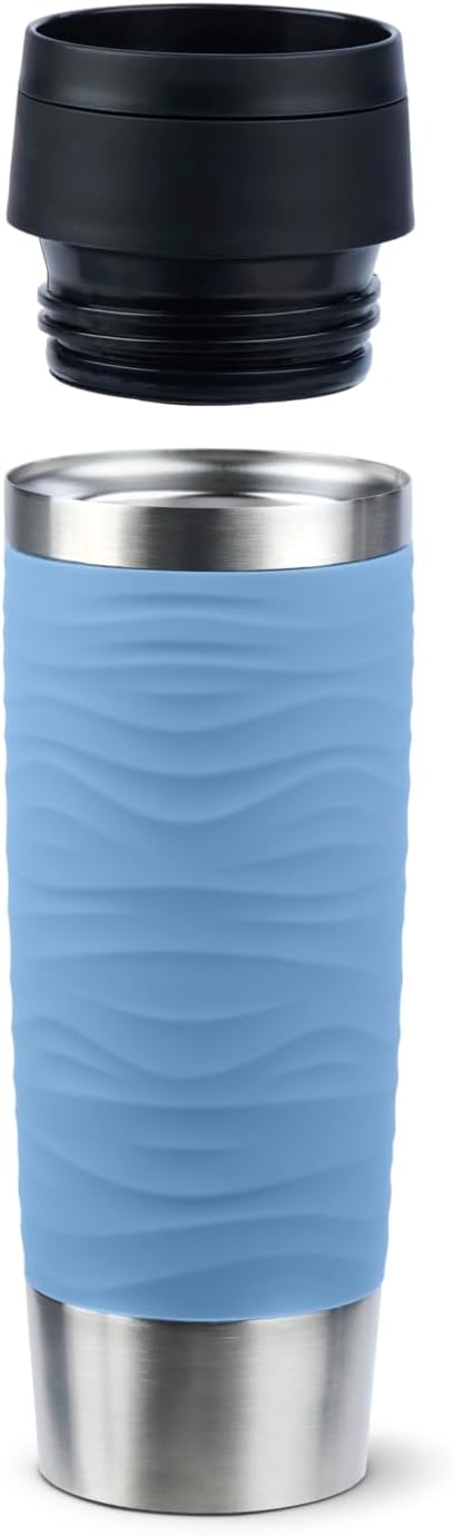Emsa N20226 Travel Mug Wave Isolierbecher 0,5 Liter | neuer Komfort-Schraubverschluss | Edelstahl |