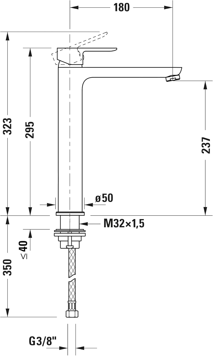 Duravit D-Code Waschtischarmatur, Grösse XL (Auslauf Höhe 295 mm), energiesparende Waschbecken Armat