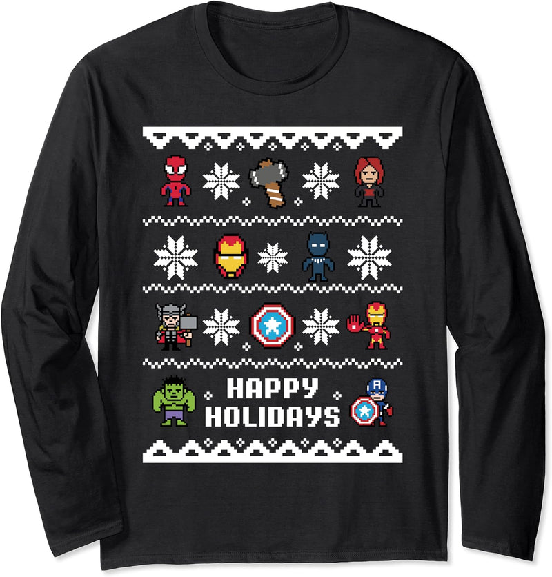 Marvel Avengers Christmas Sweater Happy Holidays Langarmshirt
