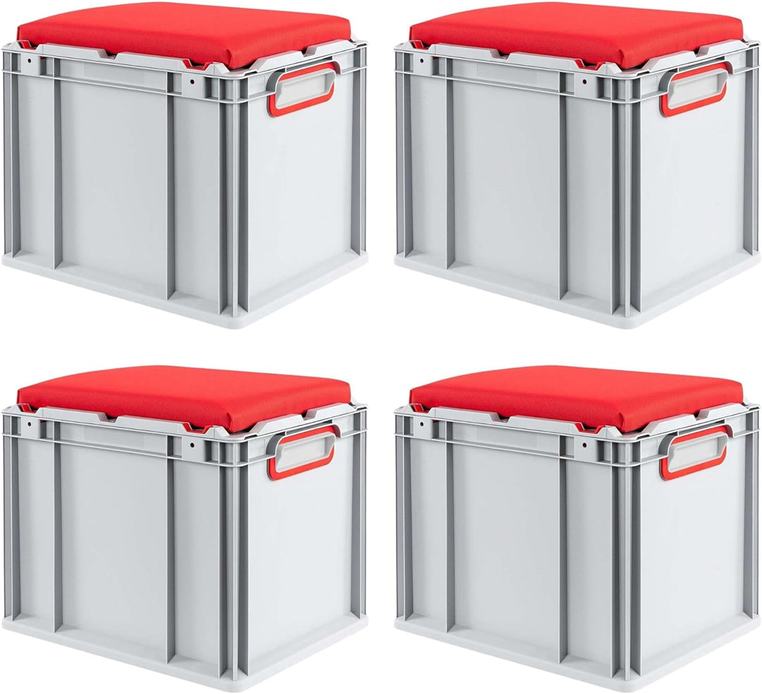 PROREGAL Eurobox NextGen Seat Box Rot | HxBxT 36,5x30x40cm | 30 Liter | Griffe geschlossen | Eurobeh