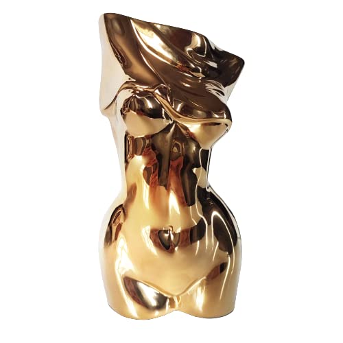 Mila Moya Keramik-Blumenvase, nackte Dame, 19,1 x 10,2 cm, goldfarben, moderne nackte Dame, weiblich