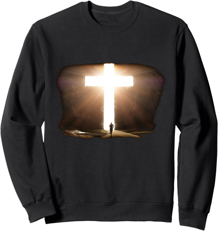 Jesus Christ Faith Cross in the Rock Christian Running Men Sweatshirt