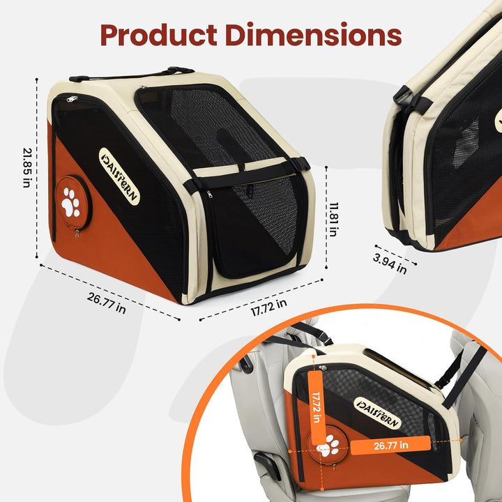 Faltbare Hunde Transportbox für Auto & Reisen, Tragbare Softbox für kleine & mittelgrosse Hunde, 1-M