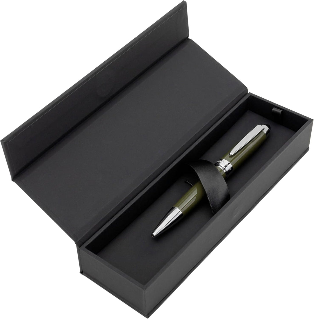Hugo Boss Kugelschreiber Icon Khaki/Chrome aus Messing hergestellt, Farbe: Grün, Abmessungen: 12 x 1