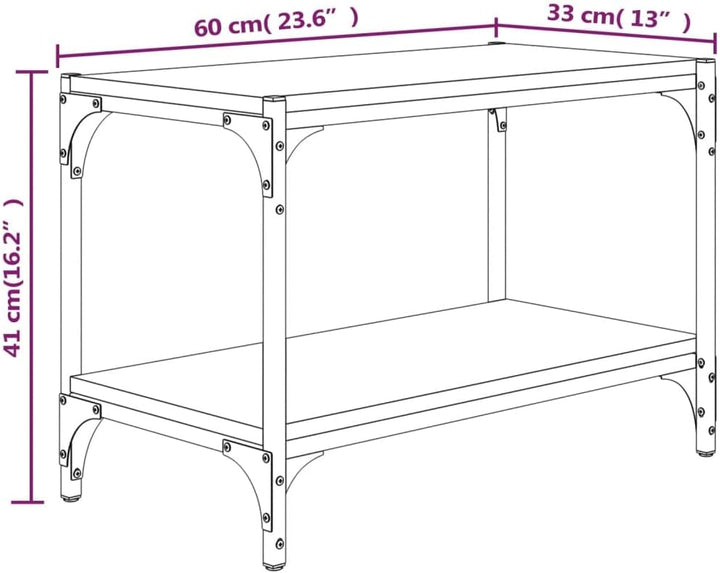 homiuse TV-Schrank Schwarz 60x33x41 cm Holzwerkstoff und Stahl TV Board Fernsehschrank Fernsehtisch