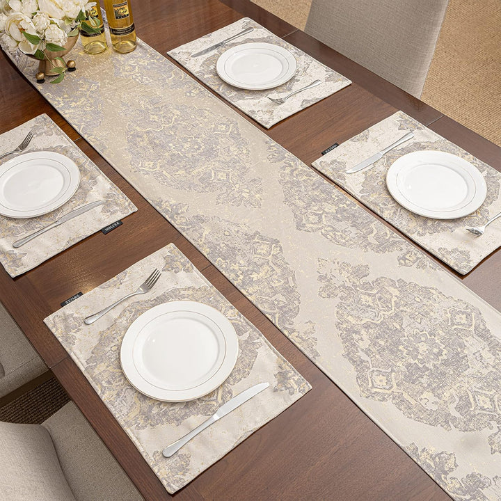 TOPLUXE Tischläufer mit Quasten, Jacquard Tischdecke für Esstisch Urlaub Party Wohnzimmer Dekoration