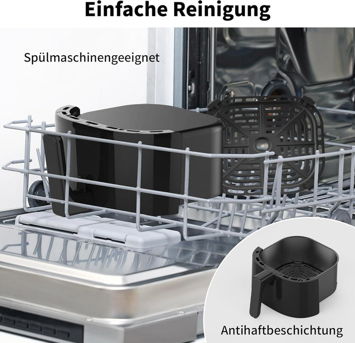 aeco COMPACT AirFryer 4,3 Liter, Heissluftfritteuse mit digitalem Touch-Display, 1500 Watt, 80°-200°