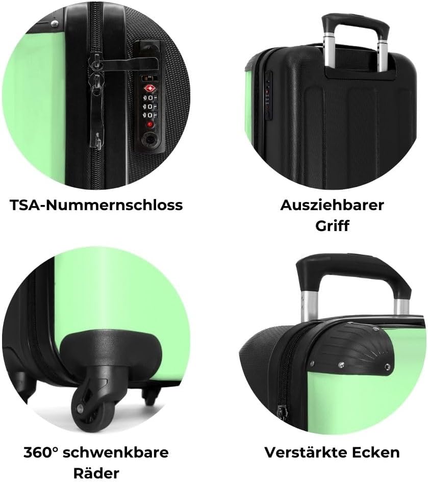 NoBoringSuitcases.com® Koffer Handgepäck Trolley Rollkoffer Kleine Reisekoffer mit 4 Rollen - Papage