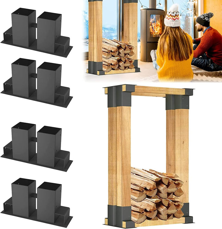 XMTECH Verzinkt Holzstapelhilfe, Stabile Holzstapelhalter für Kaminholz Brennholz Stapelhilfe Feuerh