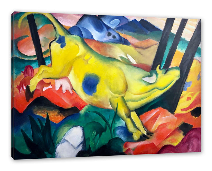 Franz Marc - Gelbe Kuh als Leinwandbild / Grösse: 100x70 cm / Wandbild / Kunstdruck / fertig bespann