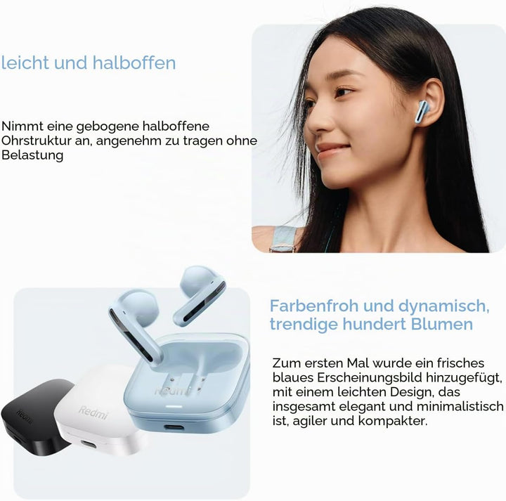 Xiaomi Redmi Buds 6 Active (Global Version) Bluetooth 13.7 cm Kopfhörer, 30h Akkulaufzeit, Geräuschu