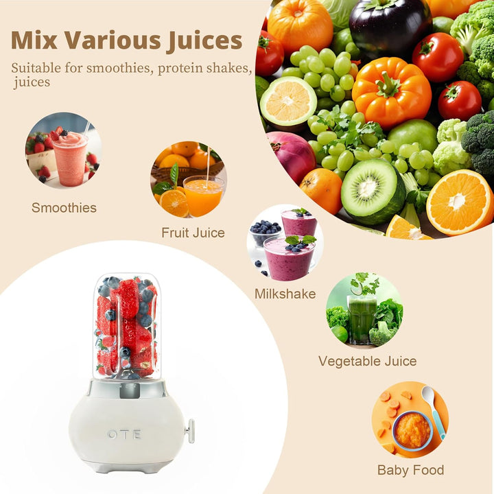 OTE Tragbarer Persönlicher Standmixer, Multifunktion Mixer Edelstahlgehäuse und 400 ml Fruchtmixer m