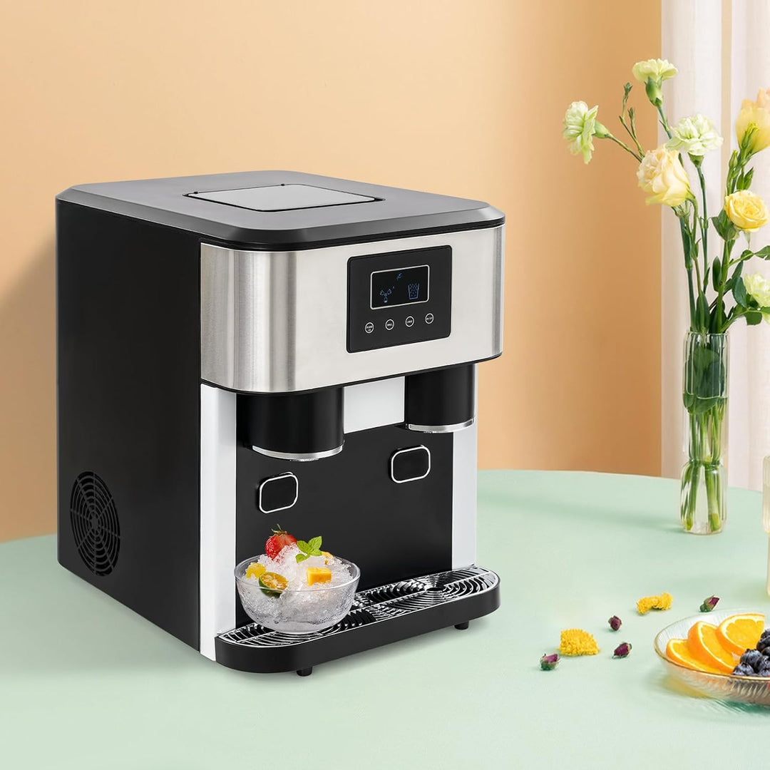 3-in-1 Eismaschine mit LCD &amp; Eiswürfelspender für Zuhause | Eiszubereiter - Eiskubermaschine Schnell