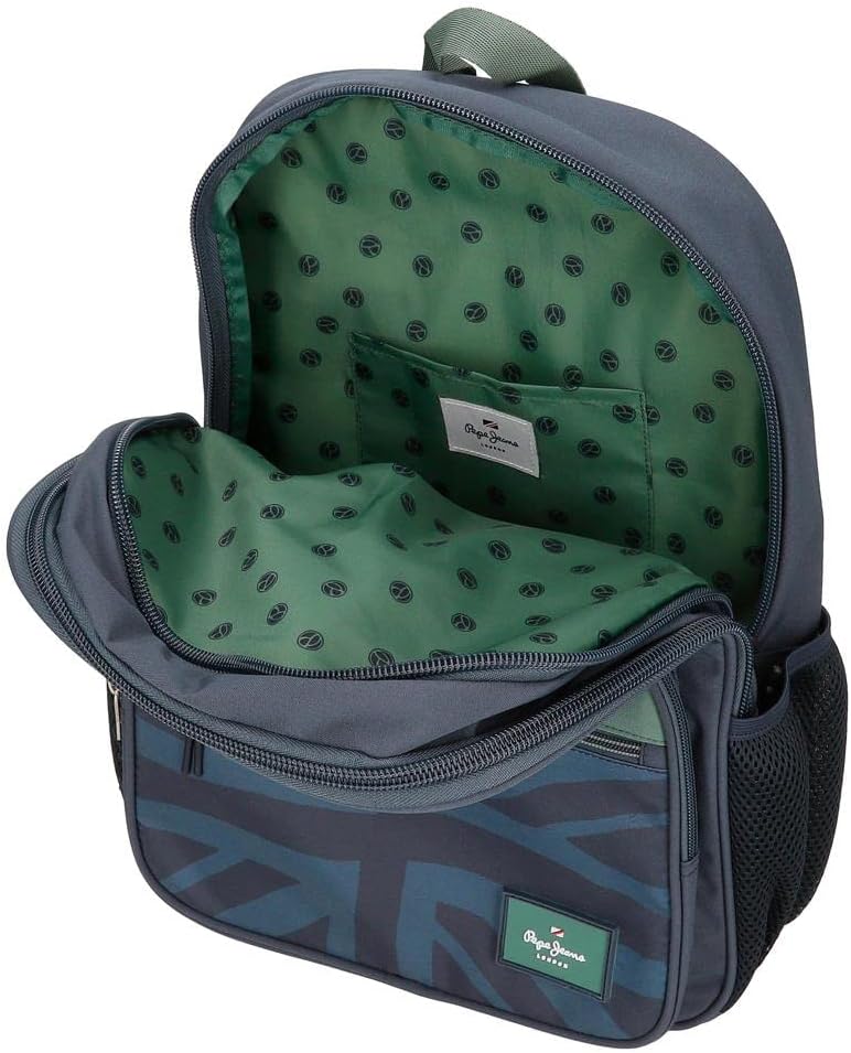 Pepe Jeans Tom Schulrucksack mit Zwei Fächern Blau Rucksack 40 + Trolley, Rucksack 40 + Trolley