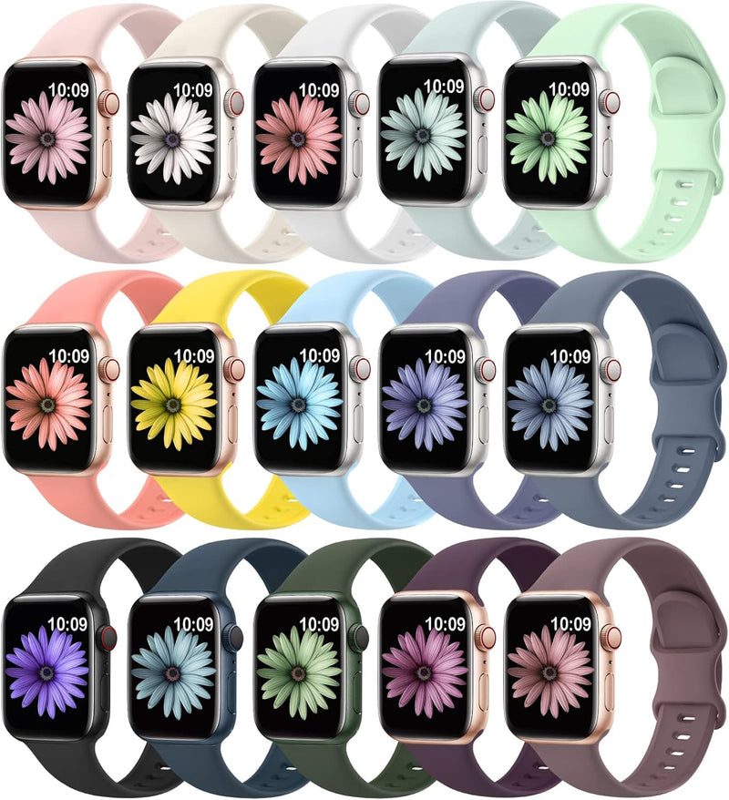 Higgs 15 Stück, kompatibel mit Apple Watch-Armband, 38 mm, 40 mm, 41 mm, für Damen und Herren, weich