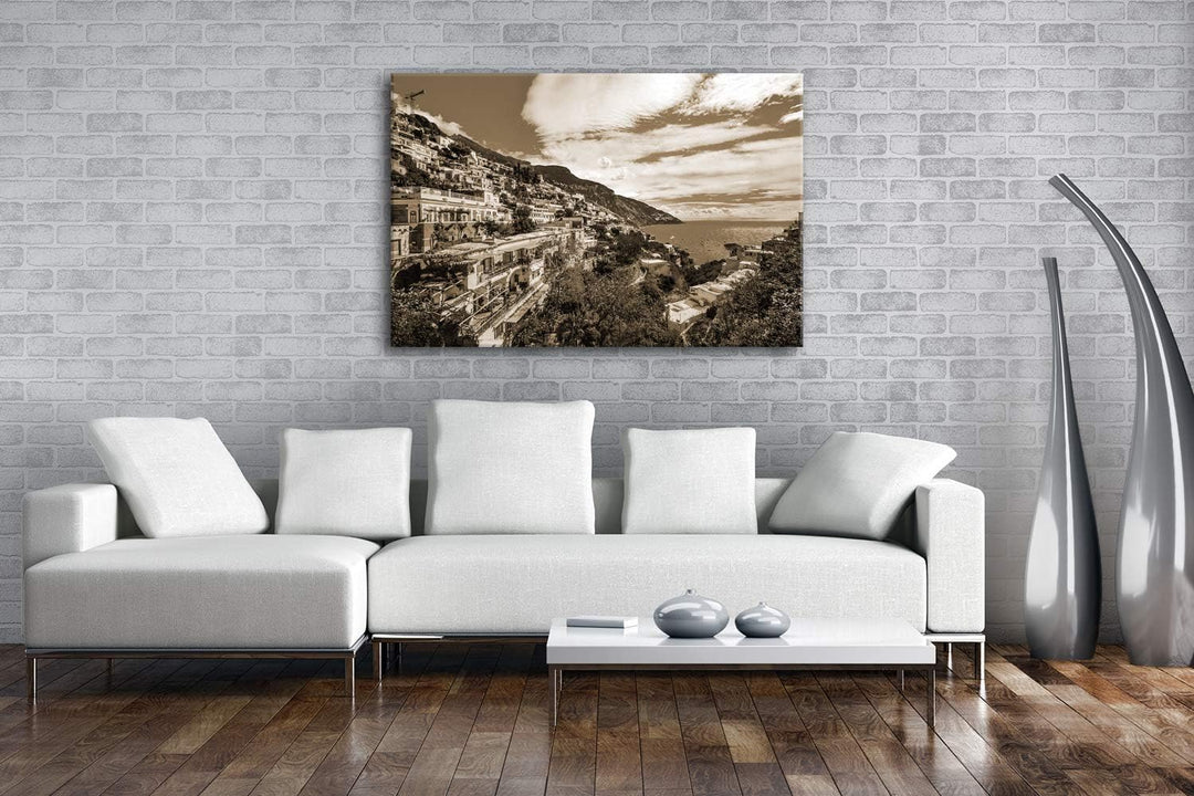 deyoli Amalfi Küste in Italien Format: 80x60 Effekt: Sepia als Leinwandbild, Motiv fertig gerahmt au