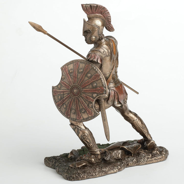 Achilles-Trojaner-Kriegshelden-Statue mit Schild und Speer