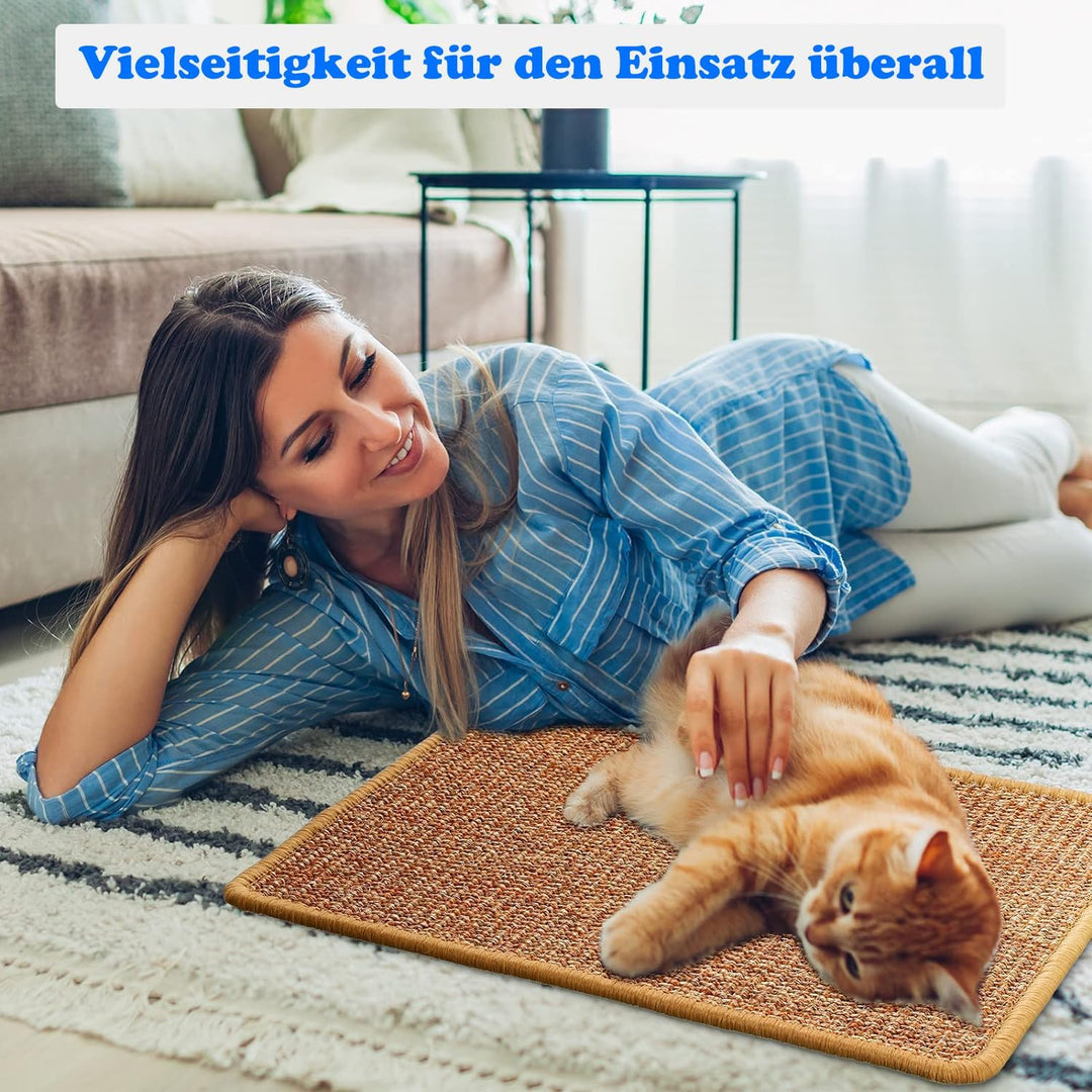 Kratzmatte Katze, 2 Stück 50x 30cm Sisal Teppich Katzen Kratzteppich Katzenkratzmatte Kratzbrett Wan