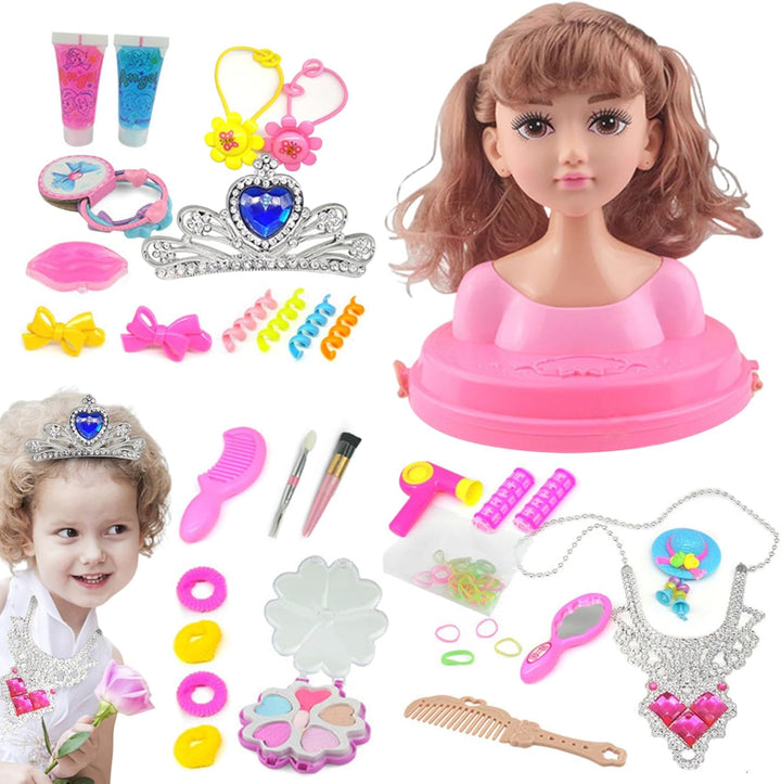 1 Set Puppenkopf für Haarstyling und Make-up, Stylingkopf, Puppe für Mädchen, farbenfrohes, realisti