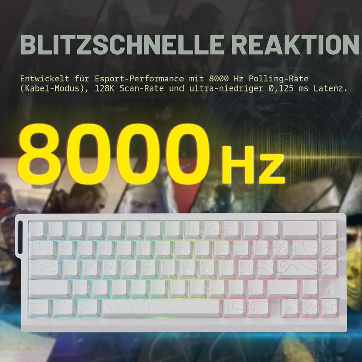 ATTACK SHARK 3-in-1 Kabellose X68PRO HE-Tastatur&X11-Gaming-Maus&Spiral-C01PRO-Kombination,BT/2,4G/W