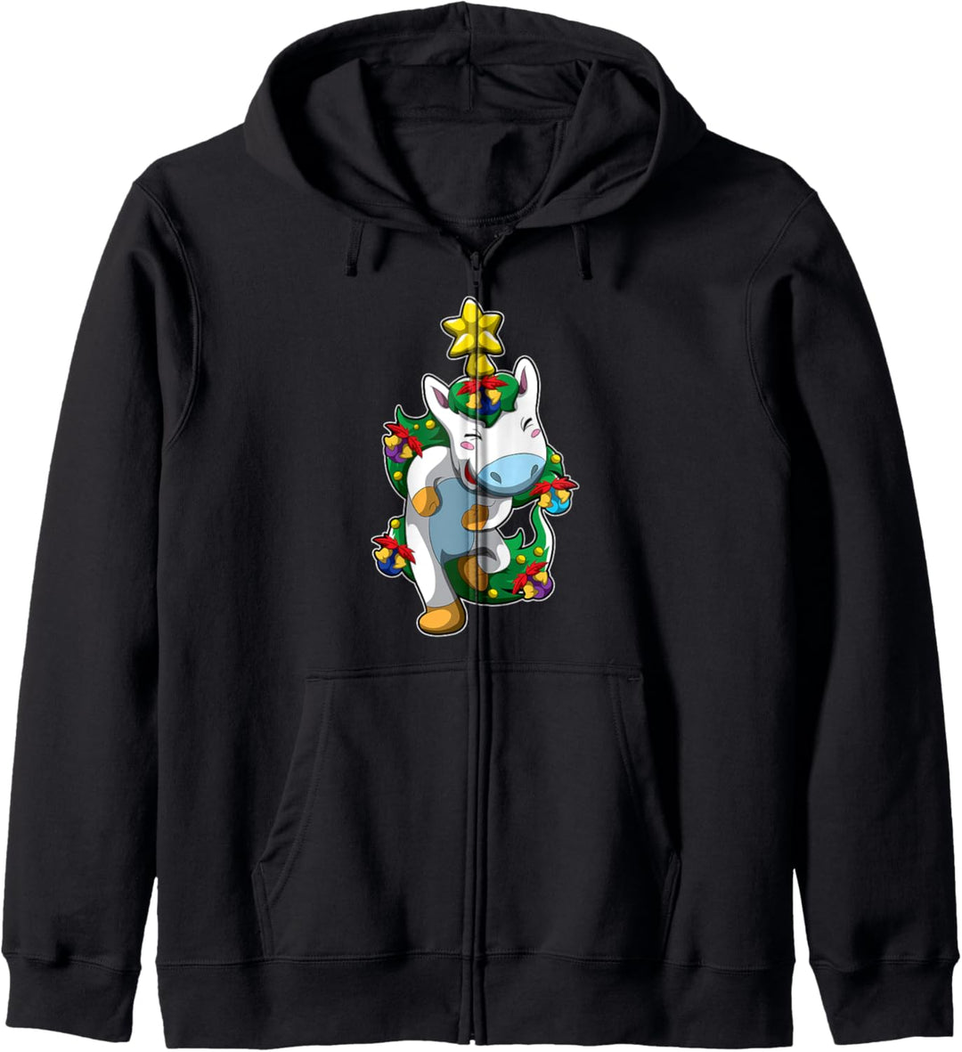 Weihnachten Einhorn - Geschmücktes Fabelwesen Kapuzenjacke