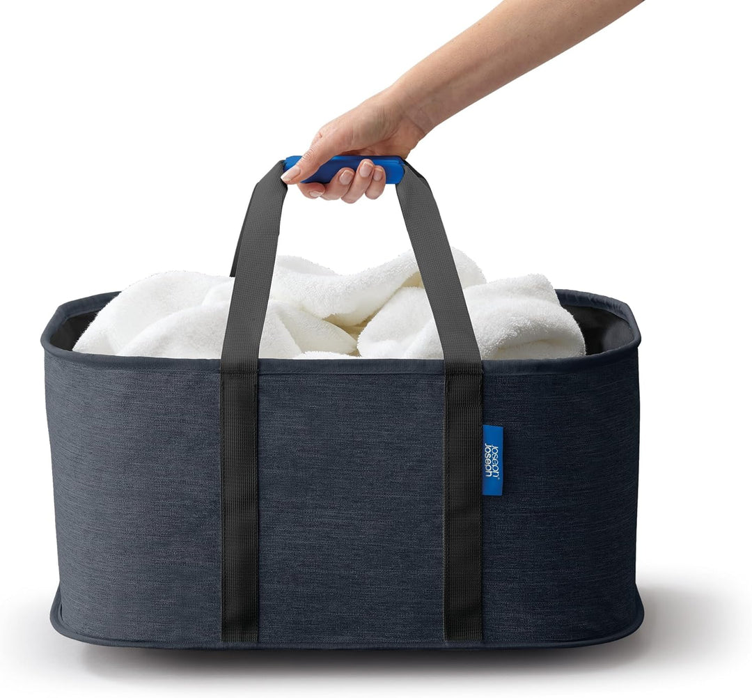 Joseph Joseph Hold-All faltbarer 35L Wäschekorb, Feuchtigkeitsabweisend, Strapazierfähig, Schwarz/Du