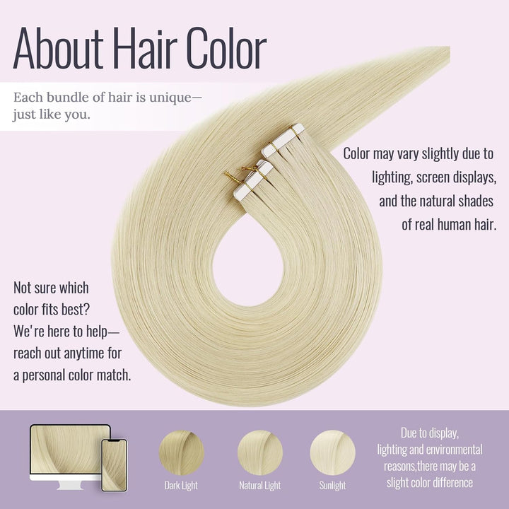 Fshine Tape Extensions Echthaar 30cm Haare Extensions Tape Platinblond Skin Weft Extensions Tape Ech