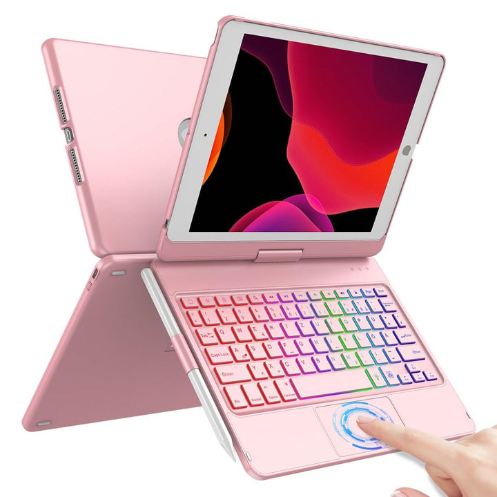 CC Store Hülle mit Tastatur für iPad 10.2, 360° Drehbare Touchpad Tastatur für iPad 9/8/7 Generation