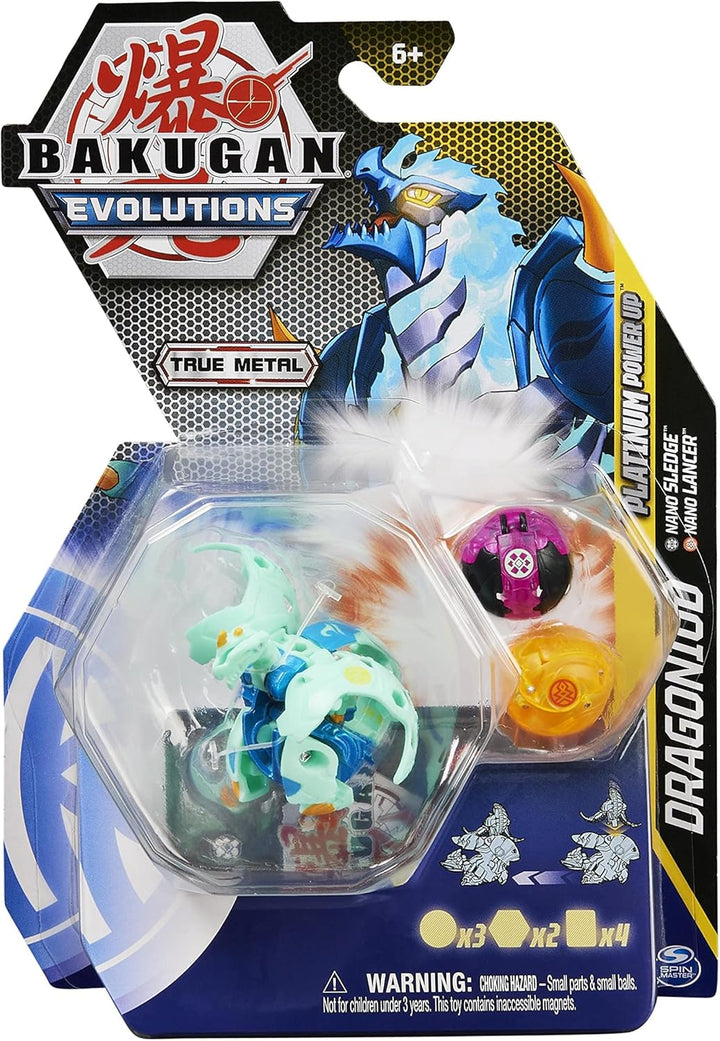 BAKUGAN 'Evolutions' Power Up 3er Pack mit 1 Platinum Series Ball (mit Metallkern) und 2 Nanogan (Mi