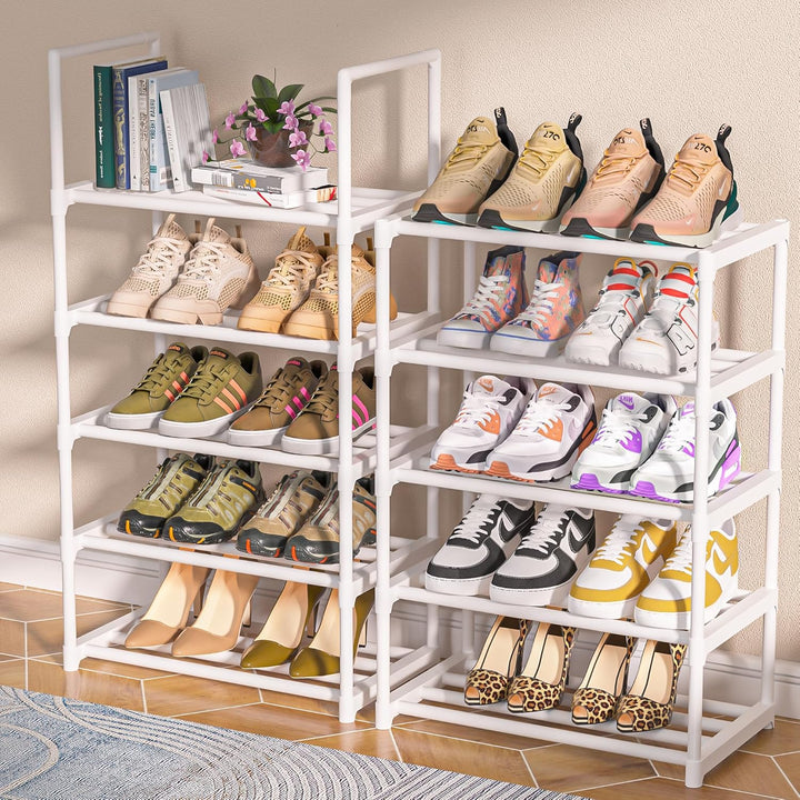 OYREL Schuhregal 10 Ebenen Platz Sparen, Schuh-Organizer Grosse Kapazität für 20-25 Paar Schuhe, Met