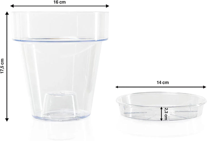 Kalapanta 3 transparente Plastiktöpfe für Orchideen mit Entwässerungslöchern und 3 Untersetzers (3,