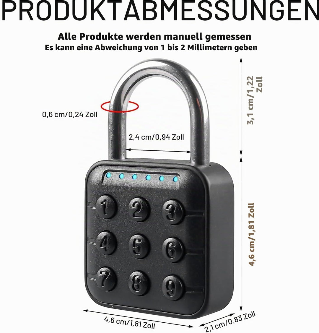 6 Stellig Schwer Zahlenschloss, Vorhängeschloss mit Zahlencode, IP67 Wasserdicht Hohe Sicherheit Loc