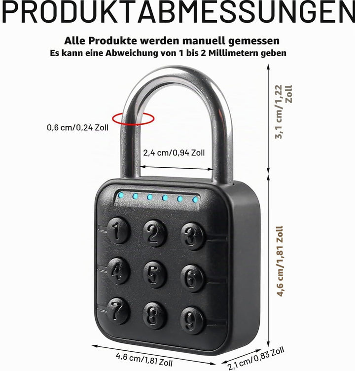 6 Stellig Schwer Zahlenschloss, Vorhängeschloss mit Zahlencode, IP67 Wasserdicht Hohe Sicherheit Loc