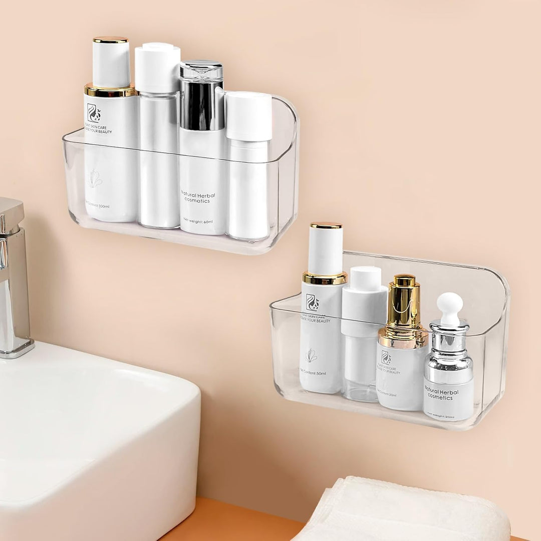 CGBE Duschablage Ohne Bohren, 2 Packs Transparenter Badezimmer Organizer für Wandmontage mit selbstk