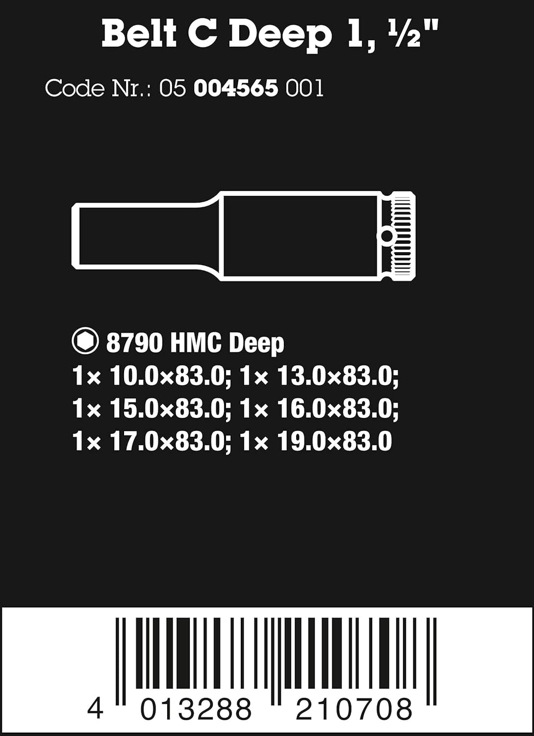 Wera 05004565001 Belt C Deep 1, Steckschlüsseleinsatz-Satz, 1/2"-Antrieb, 6-teilig