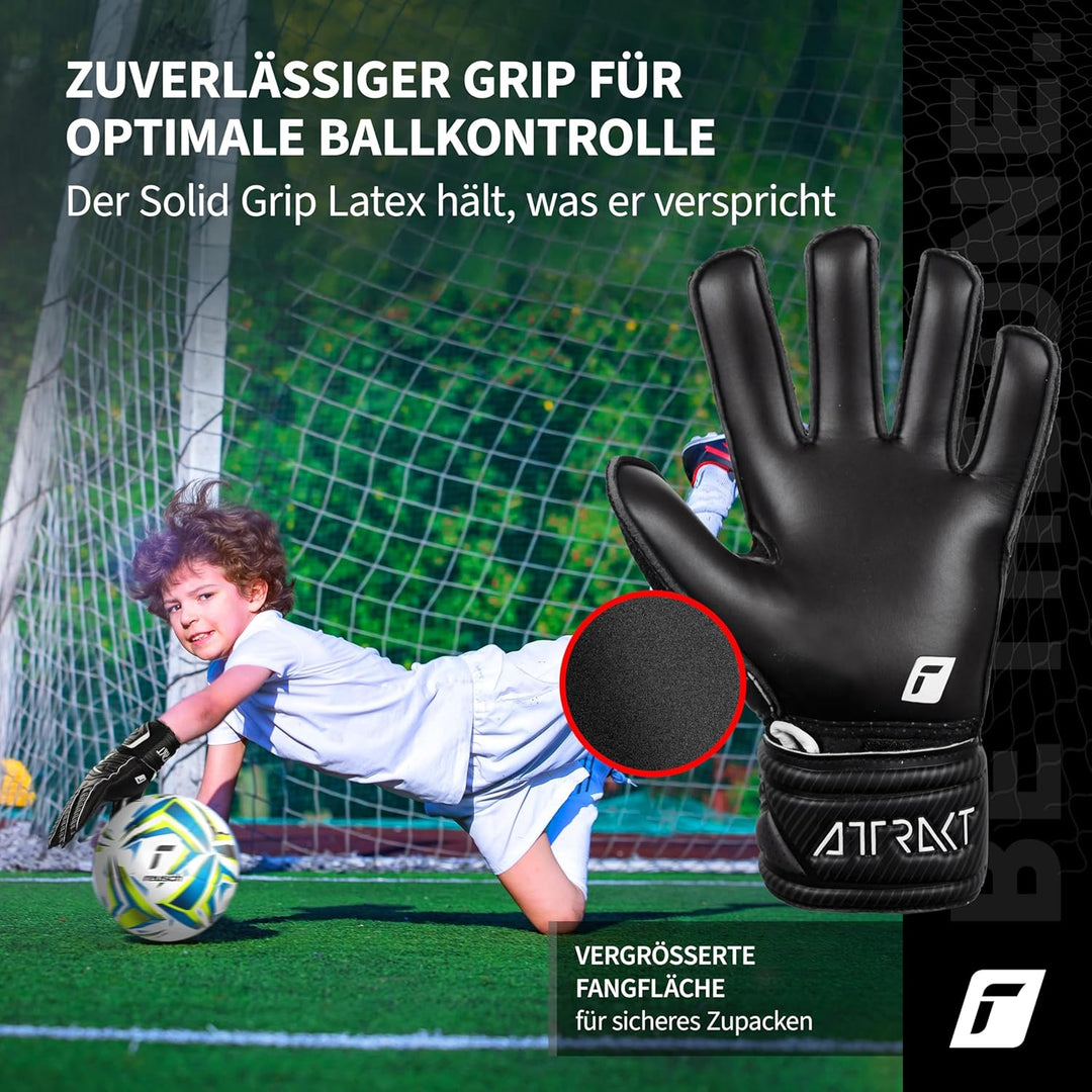 Reusch Jungen Attrakt Junior Unisex Torwarthandschuhe mit Aussennaht Schnitt und Solid Belag, Geeign