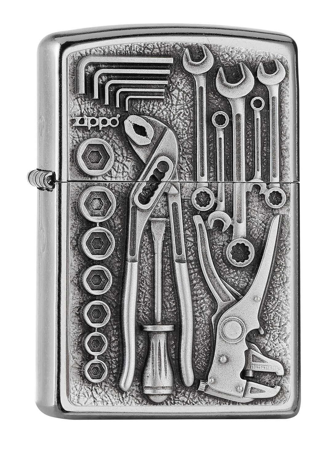 ZIPPO 2007114 – Sturmfeuerzeug, Toolbox, Emblem Attached, StreetChrome,nachfüllbar,inhochwertigerGes
