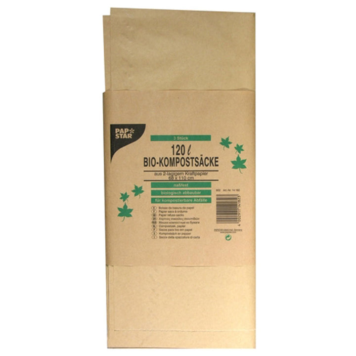 PAPSTAR 14182 Kompostsuecke aus Papier, 120 L, 110 x 68 cm, 10x3 Stck., braun